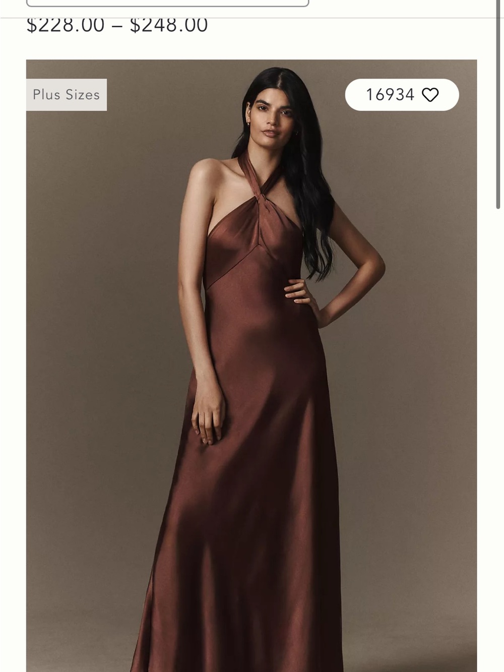 Anthropologie BHLDN Selma Halter-Neck High-Shine Satin Maxi Dress